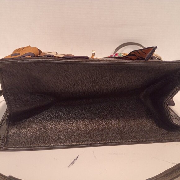 Vintage BETSEY JOHNSON Animal Friendly Black Top-handle Bag w Tiger Scarf Detail - Picture 11 of 15